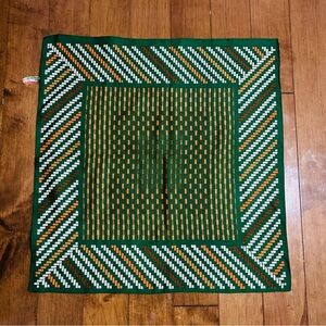 Green and Orange Woven Rug made in Italie 47/50 cm  vintage